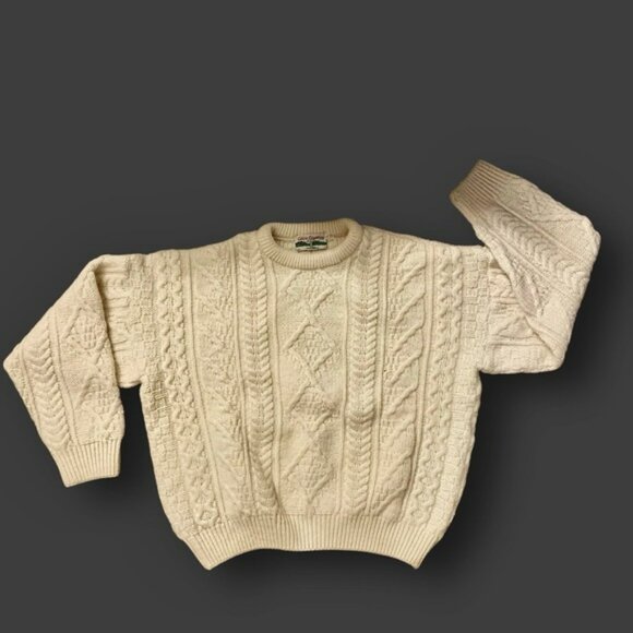 v i n t a g e :: Irish Wool Aran Fisherman Cable Knit Sweater - Picture 6 of 9